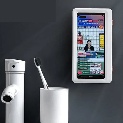 Waterproof Mobile Phone Box: Self-Adhesive Holder for Bathroom Shower, Touch Screen Phone Shell Storage
