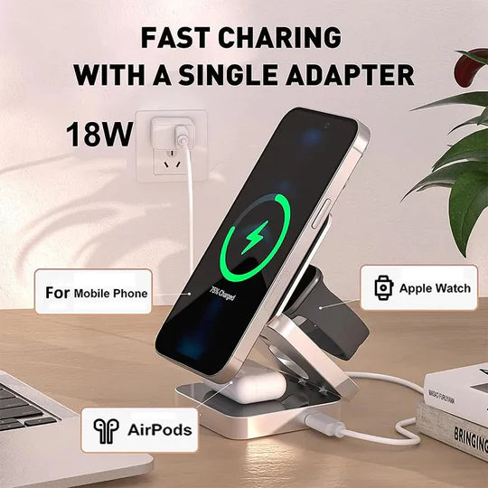 Foldable Magsafe Wireless Charging Station Fast Charger Holder Diversi Shop™