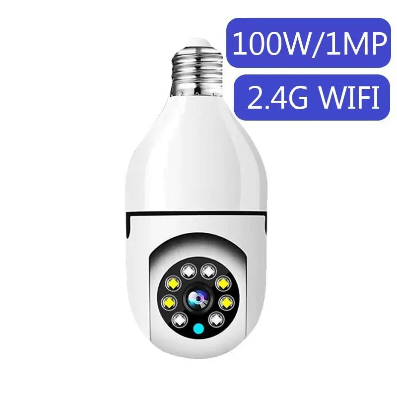 Bulb Wireless security camera 2.4G : 1MP Night Vision, 360° Color Tracking, Zoom | Smart Home Security