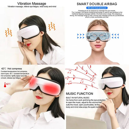 6D smart eye massager Eye Care Instrumen Heating Bluetooth Music Relieves Fatigue