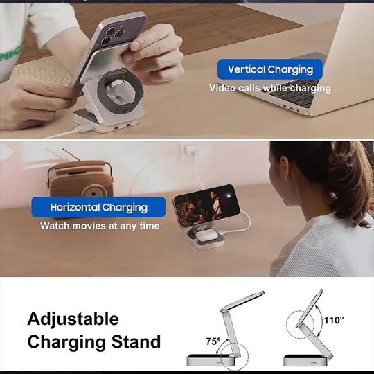Foldable Magsafe Wireless Charging Station Fast Charger Holder Diversi Shop™