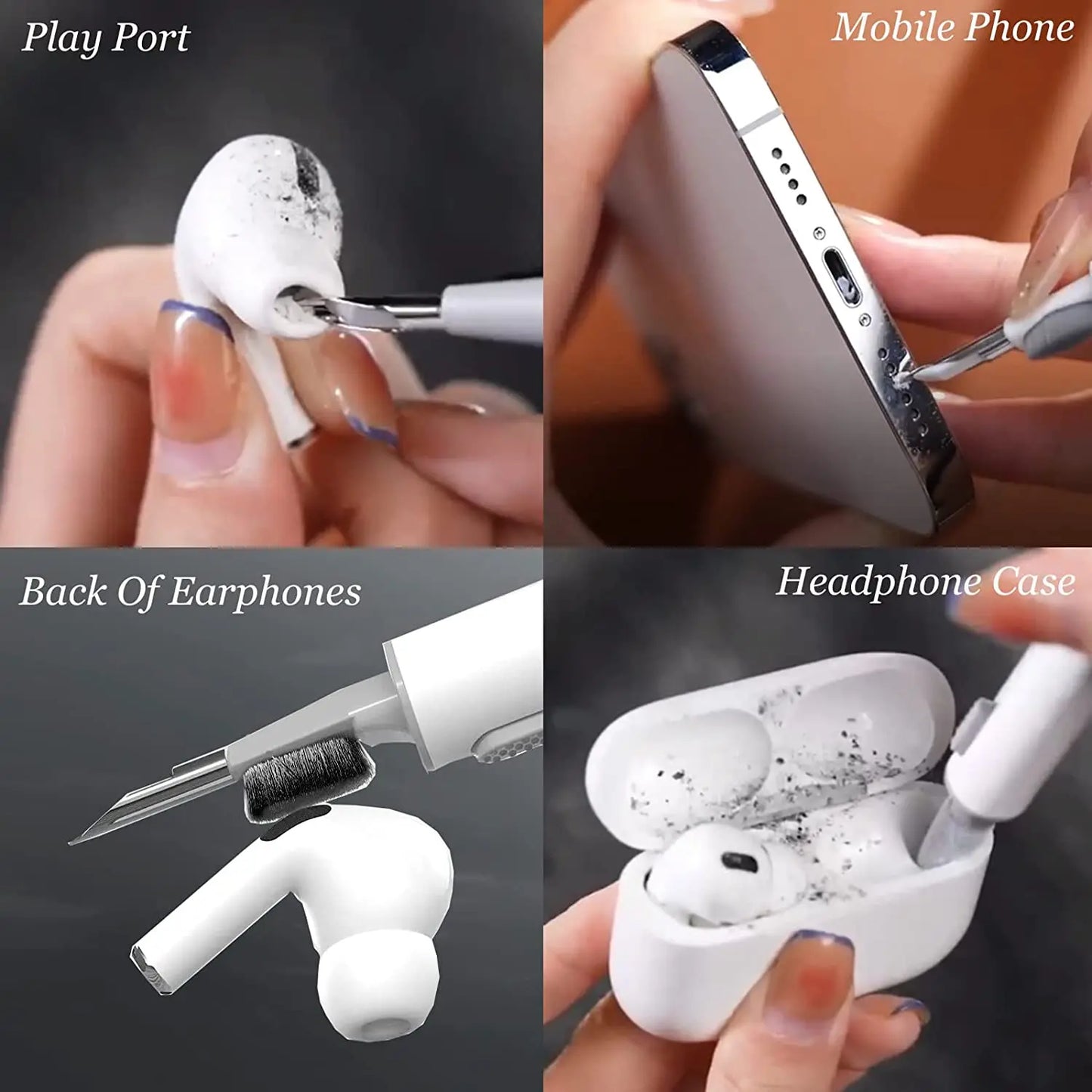 Airpods Pro Cleaner Kit: Bluetooth Earphones Cleaning Pen & Brush - Earbuds Case Cleaning Tools - Compatible with Airpods Pro 3/2/1 & Xiaomi Airdots