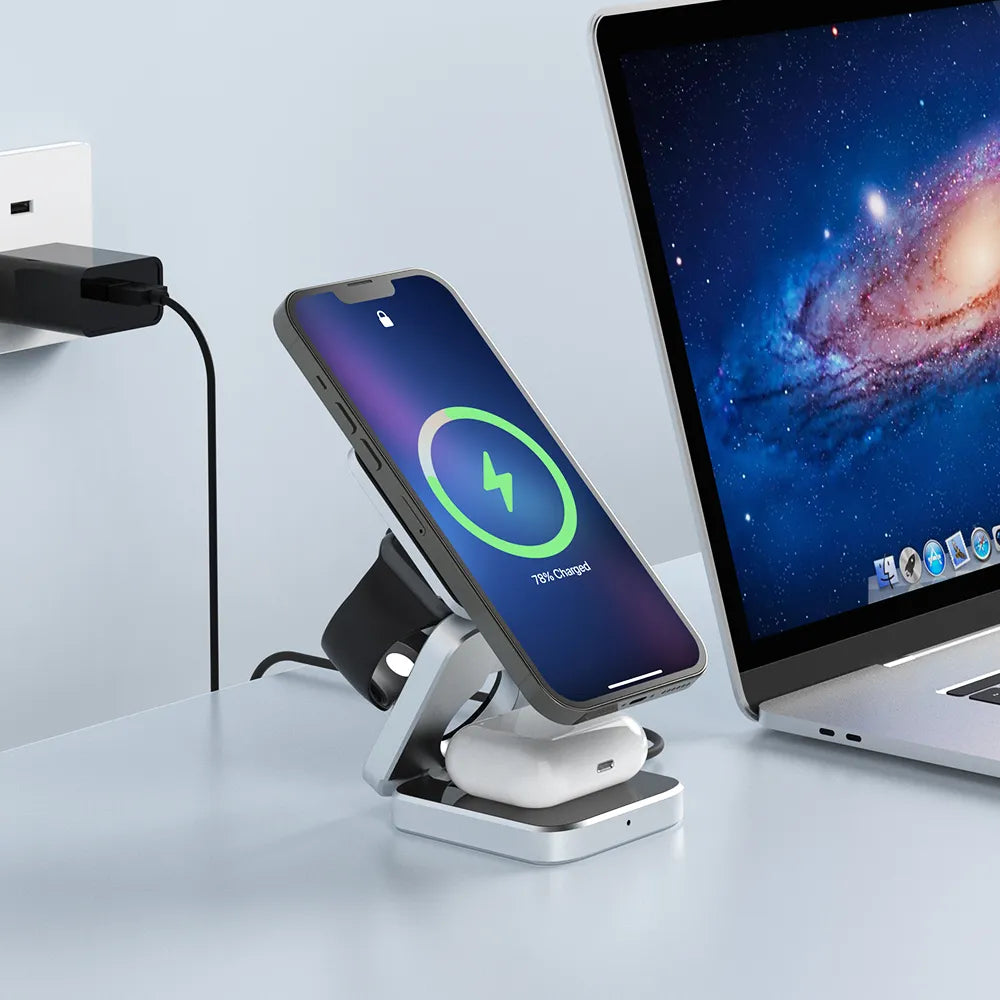 Foldable Magnetic Wireless Charger Stand Station Dock Fast Charger Holder Diversi Shop™