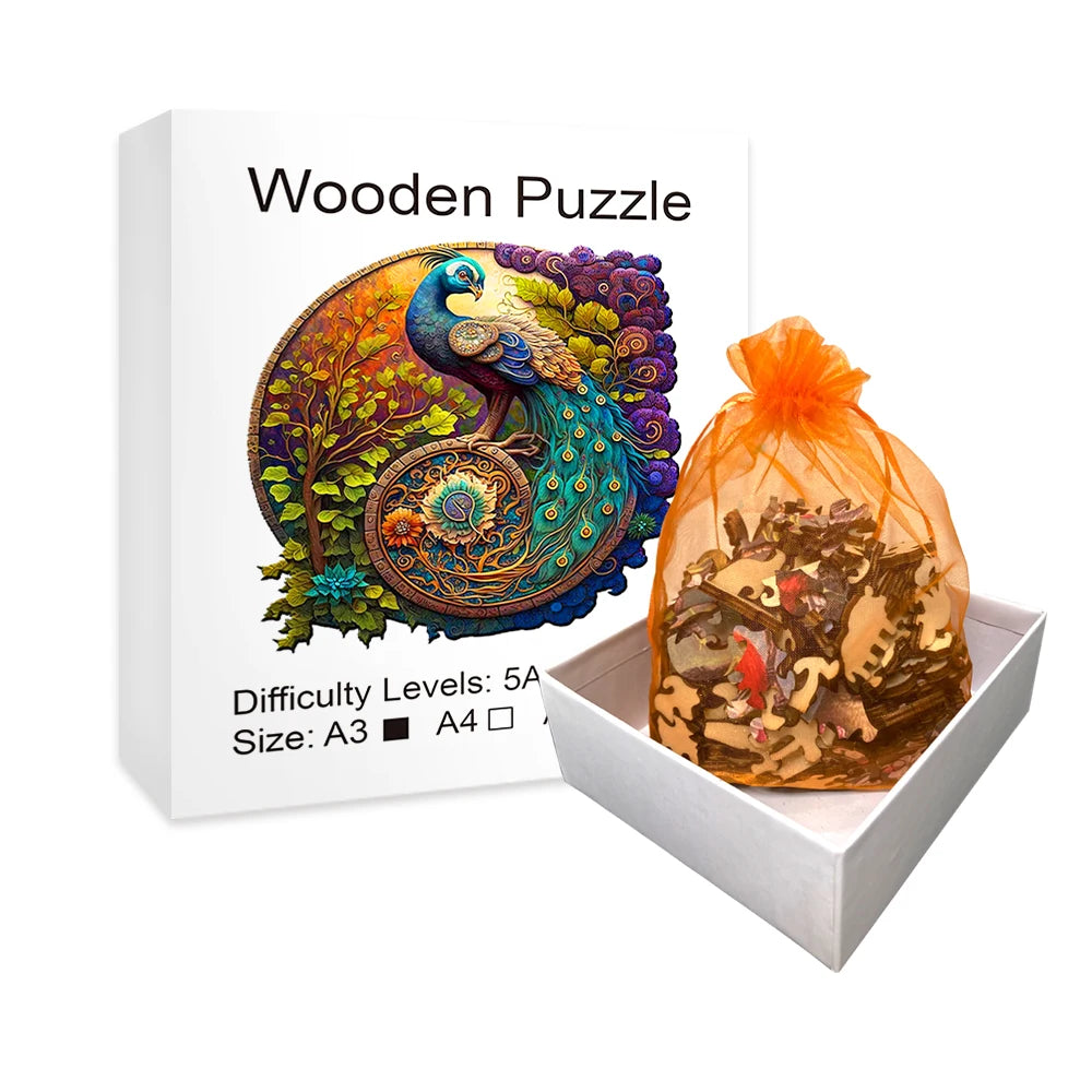 Animal Wooden Puzzle Refined Bird Figure 3D Wooden Crafts Circular Festival Gift Children's Toys Diversi Shop™