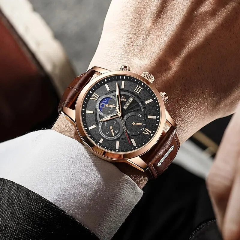 Luxury Brown Leather Casual Quartz Watch Men Diversi Shop™
