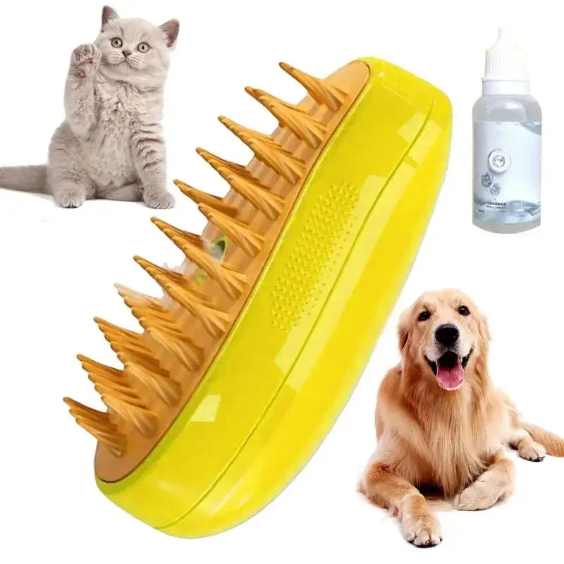 Dog Brush Cat Brush Electric Spray Cat Hair Brush 3 In1 Dog Steamer Brush For Massage Pet Grooming Removing Tangled