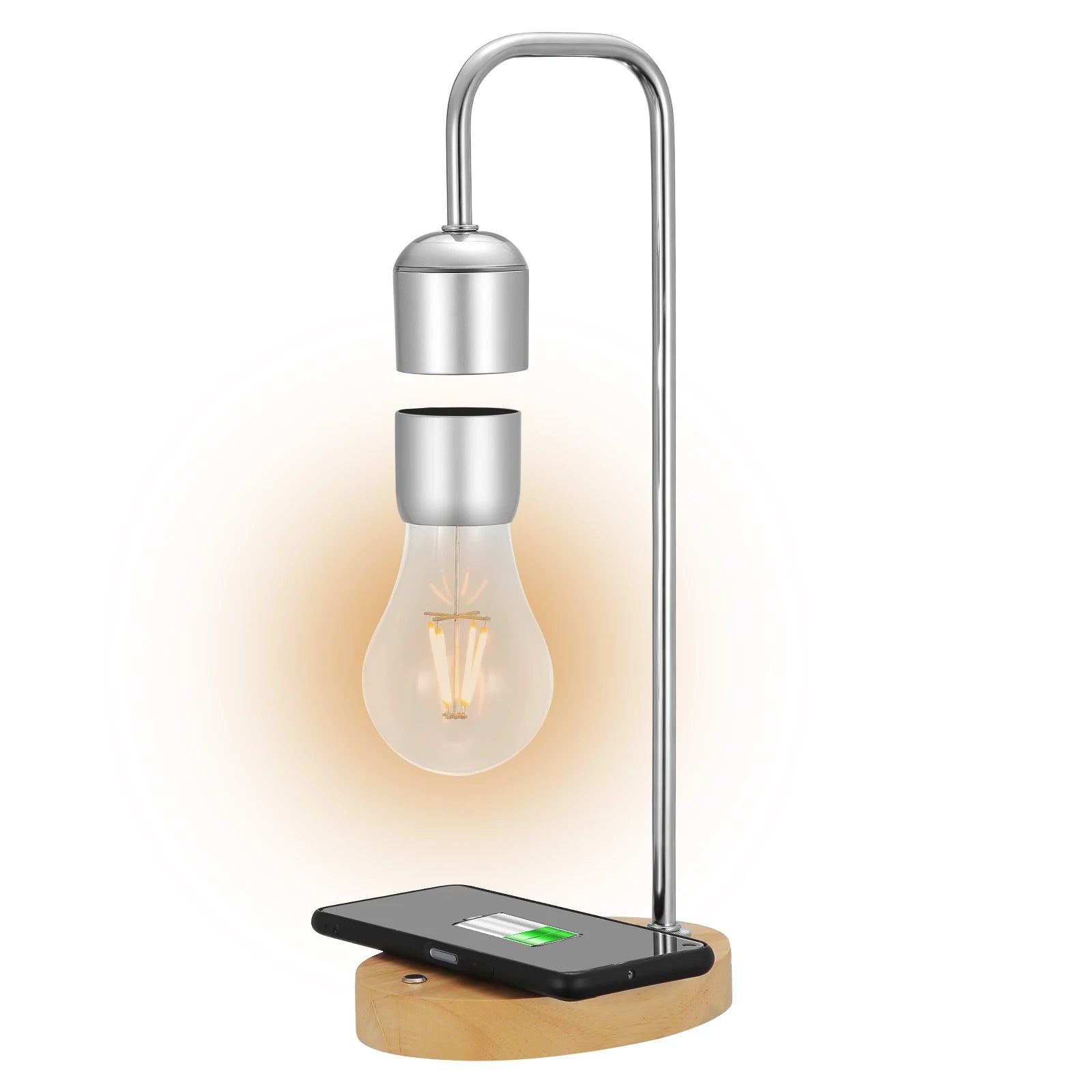Modern Levitating Lamp With Floating Light Bulb Innovative Design With Wireless Charger Diversi Shop™