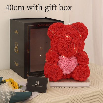 Valentine's Day Gift Rose Bear Eternal Flower Rose Teddy Bear PE Foam Bear 25cm Valentines Day Diversi Shop™