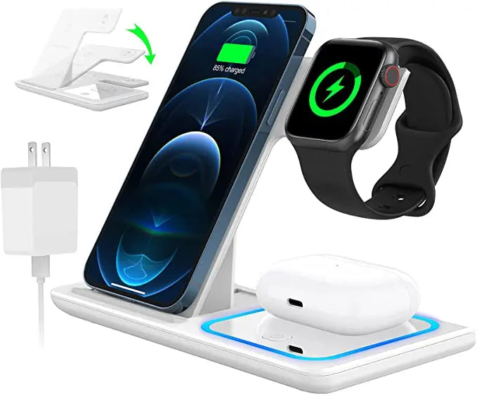 3 in 1 Wireless Charger: 15W Charging Station Dock for Airpods Pro, Apple Watch, and iPhone