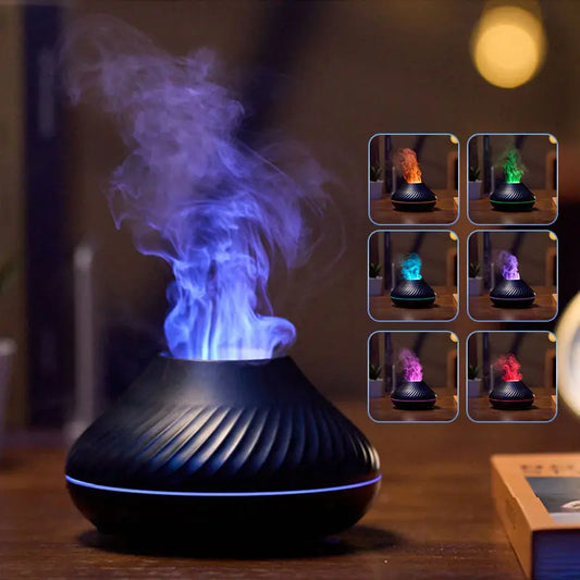 Create a Tranquil Ambiance with the Newest RGB Light Flame Aroma Diffuser: 130ML 3D Colorful Flame Humidifier Fire - Diversi Fusion™