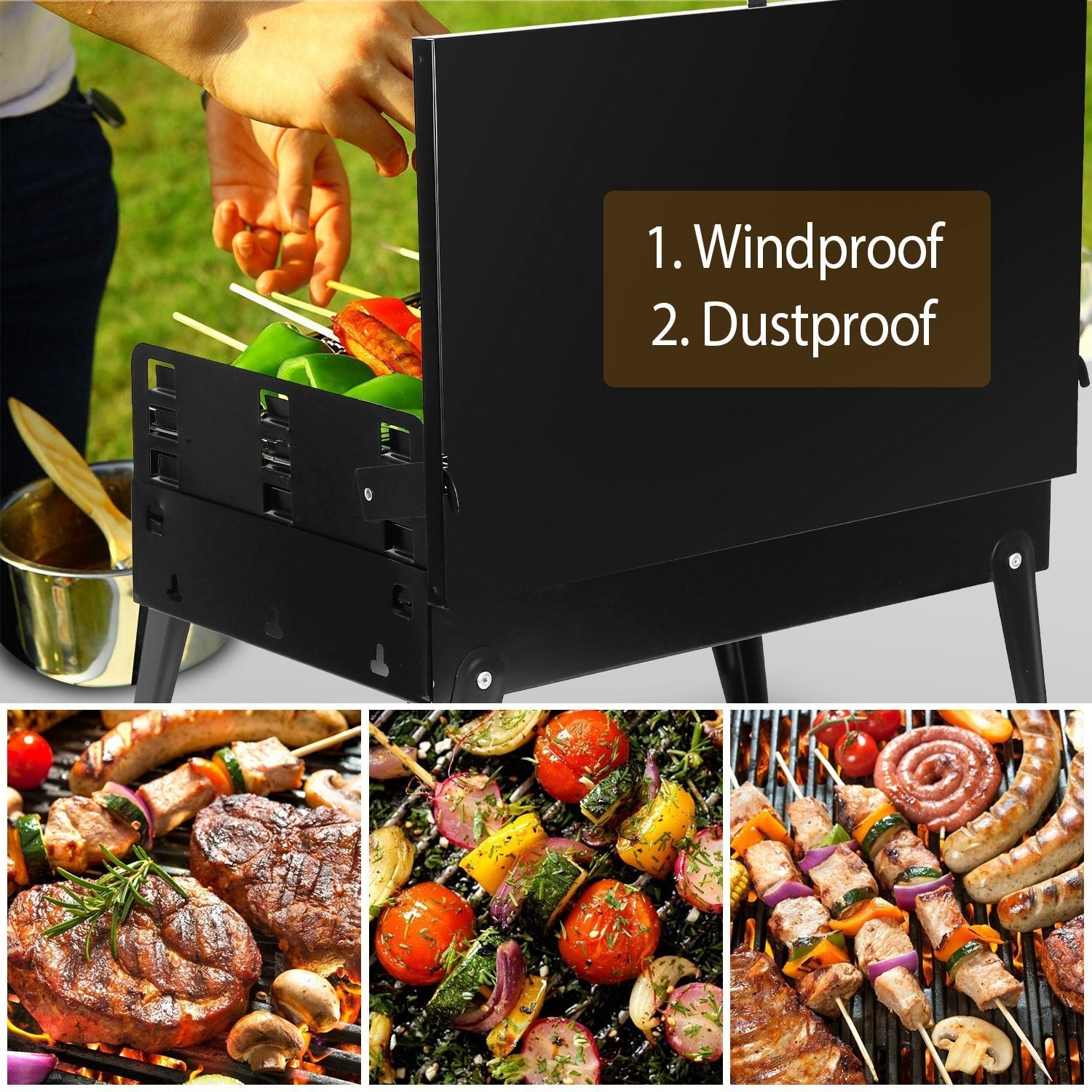 Portable Charcoal Foldable Grills Suitcase Grill Shelf CJ US
