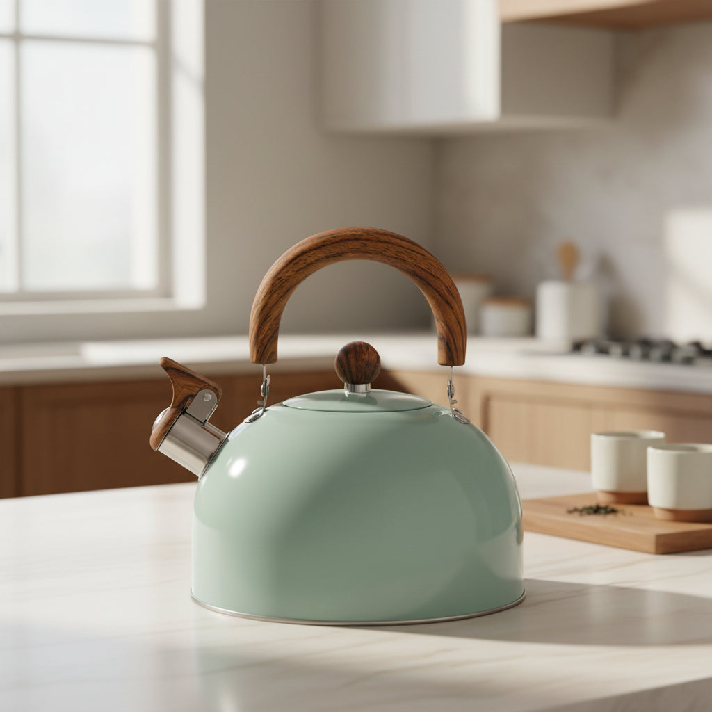 3L Stainless Steel Whistle Kettle – Folding Handle, Modern Dome Design