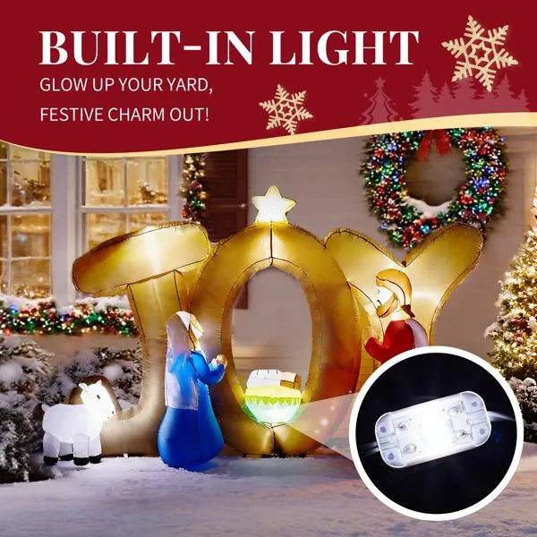 7.5FT Lighted Christmas Inflatable Decoration, Inflatable Nativity Scene With JOY Sign, Funny Blow Up Yard Decorations With Built-in LED Lights For Holiday Party Front Yard Lawn Garden Decor CJ US