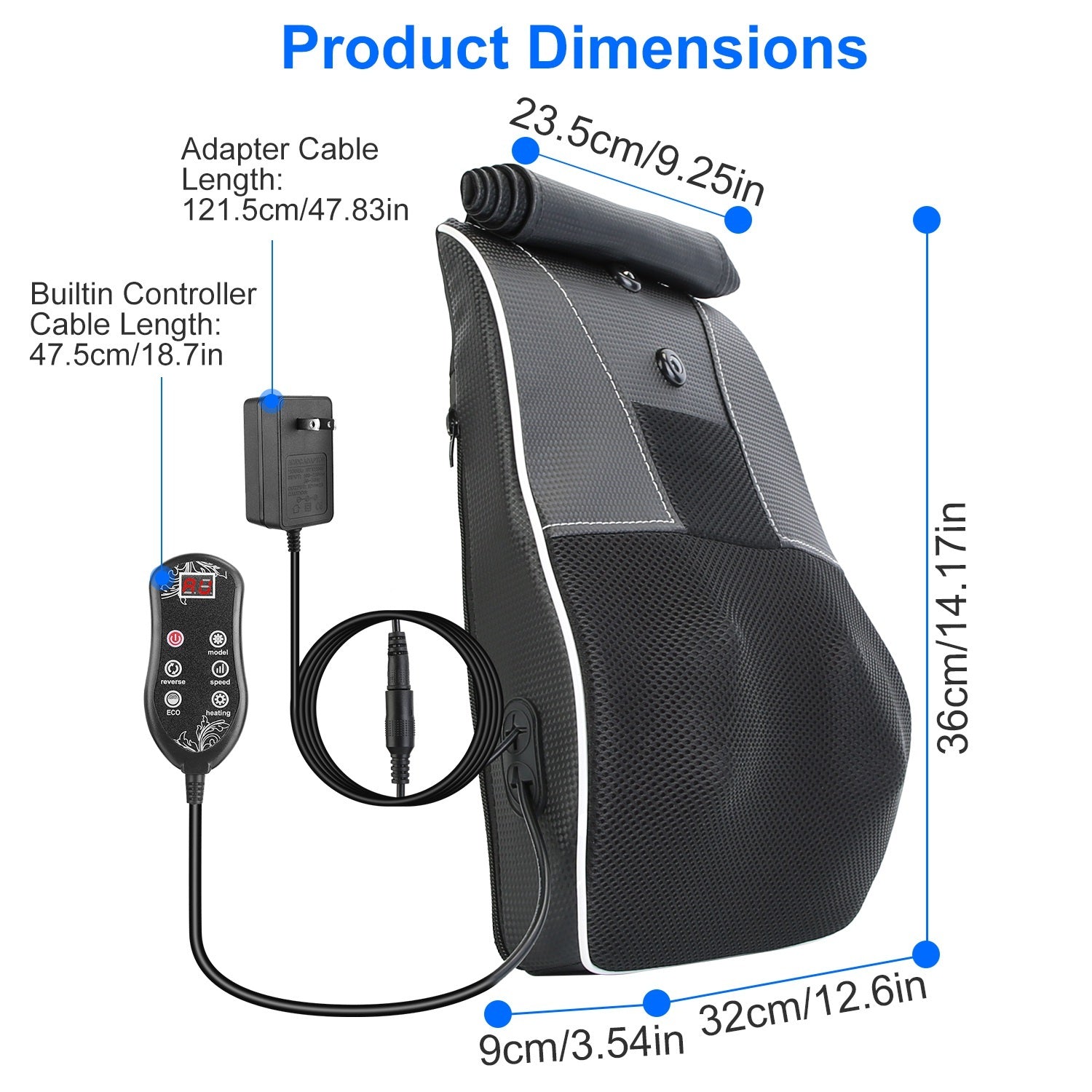 1Pc Back Massager With Heat 3D Kneading Massage Pillow Shiatsu Full Body Massager For Back Neck Waist Arm Abdomen Calf CJ US