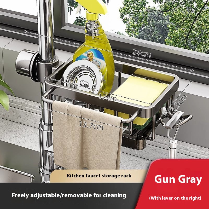Faucet-Mounted Storage Rack & Drain Basket
