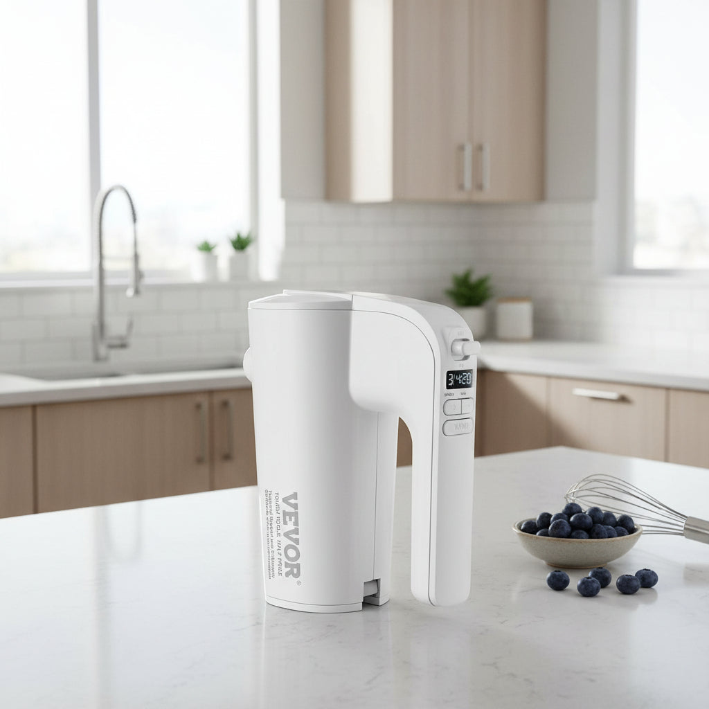 VEVOR Digital Electric Hand Mixer, 5-Speed, 200W Portable Electric Handheld Mixer, With Turbo Boost Beaters Dough Hooks Whisks Storage Bag, Baking Supplies For Whipping Mixing Egg Cookie Cake Cream CJ US