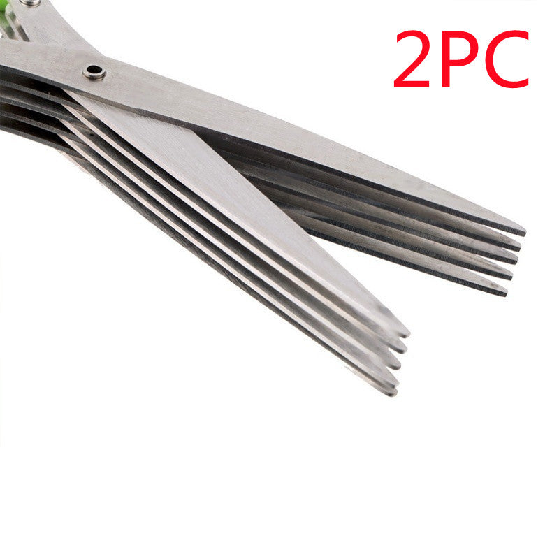 Multi-Layer Herb & Green Onion Scissors – Stainless Steel, 3 or 5 Blade Layers