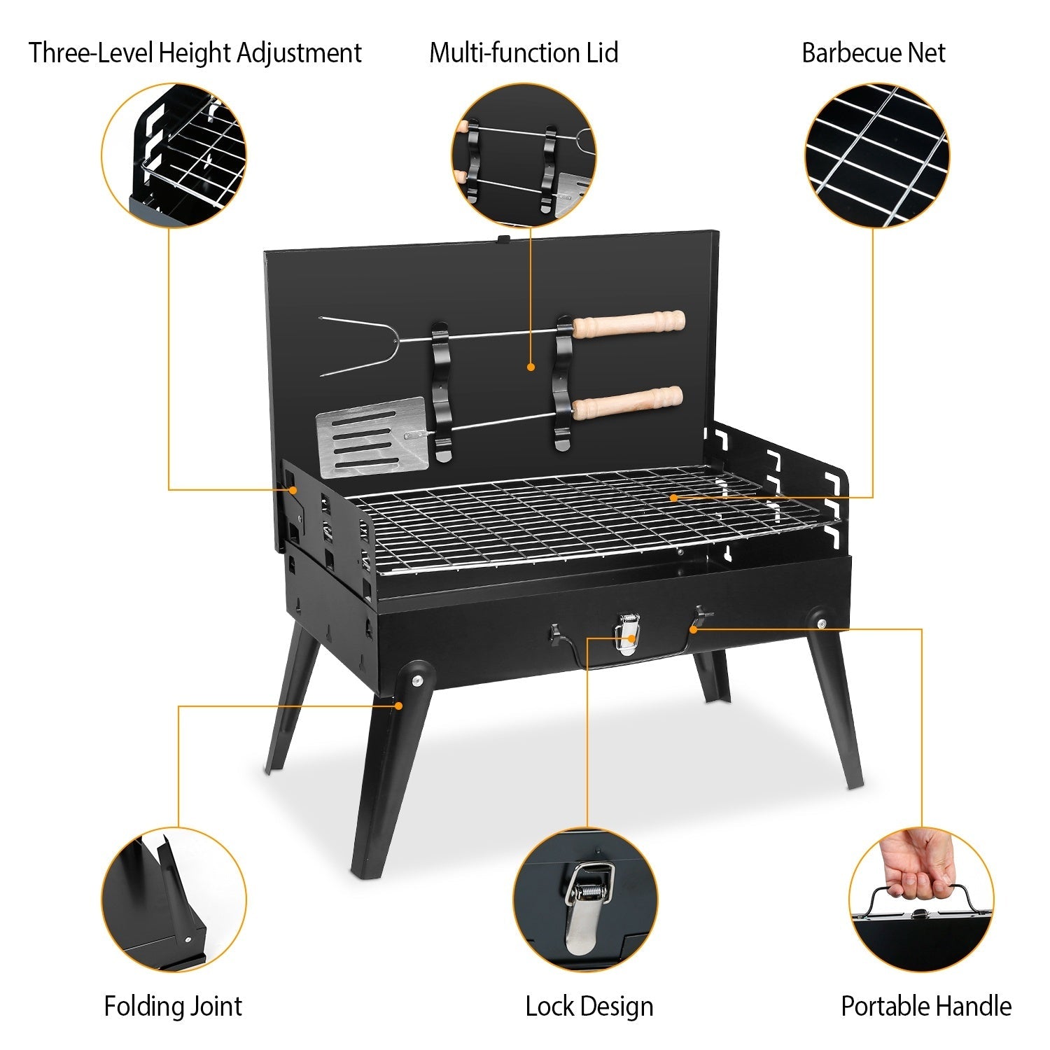 Portable Charcoal Foldable Grills Suitcase Grill Shelf CJ US