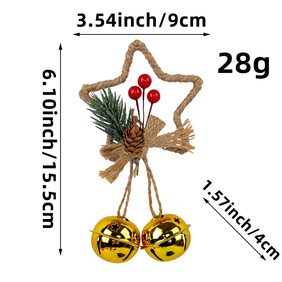 Christmas Five-pointed Star Bell Accessories Pendant CJ