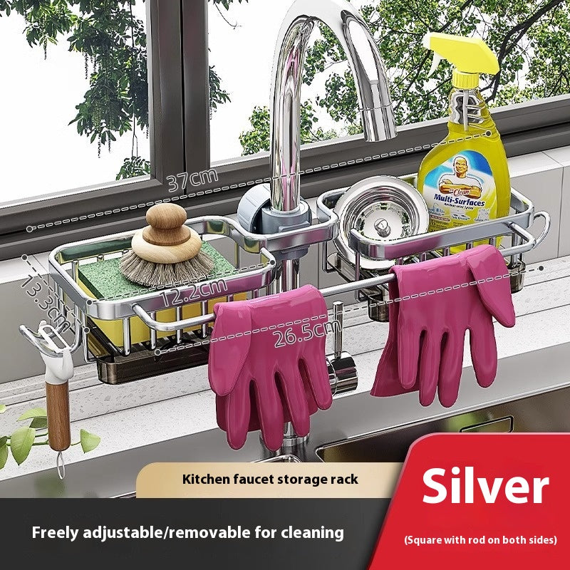 Faucet-Mounted Storage Rack & Drain Basket