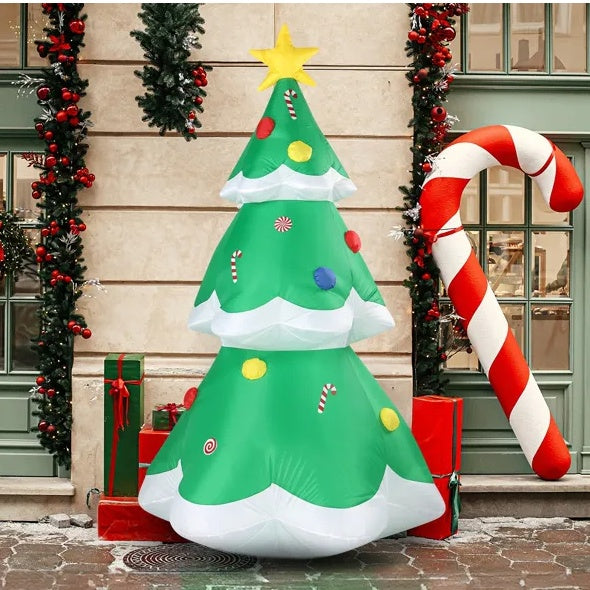 6.9 FT Lighted Christmas Inflatable Decoration, Inflatable Christmas Tree, Blow Up Yard Decorations With Built-in LED Lights For Holiday Party Front Yard Lawn Garden Decor CJ US