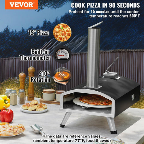 12″ Portable Outdoor Wood-Pellet Pizza Oven CJ US