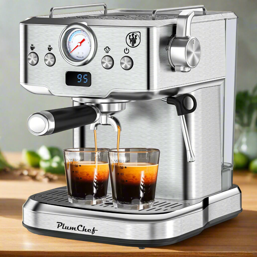 20 Bar Professional Espresso Machine With Milk Frother, Single & Double Shot, ESE Pod Compatible, Visual Display Of Pressure, Removable Water Tank For Cappuccino, Latte,  Machiato For Home Barista Smart Kitchen & Home