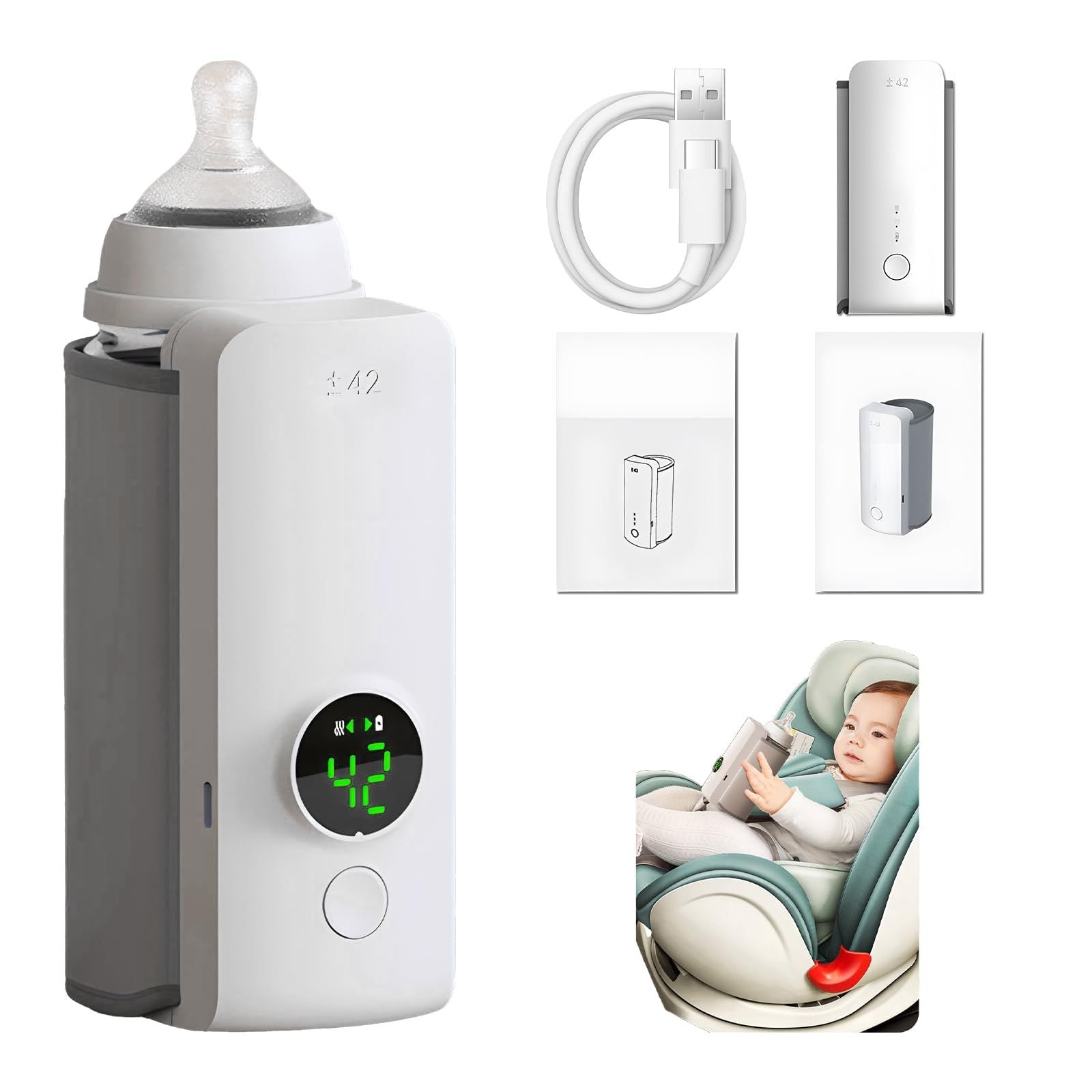 Portable Wireless Rechargeable Baby Bottle Warmer USB Charging And Heating Bag Portable Constant Temperature Milk Warmer Universal Bottle Insulation Sleeve CJ