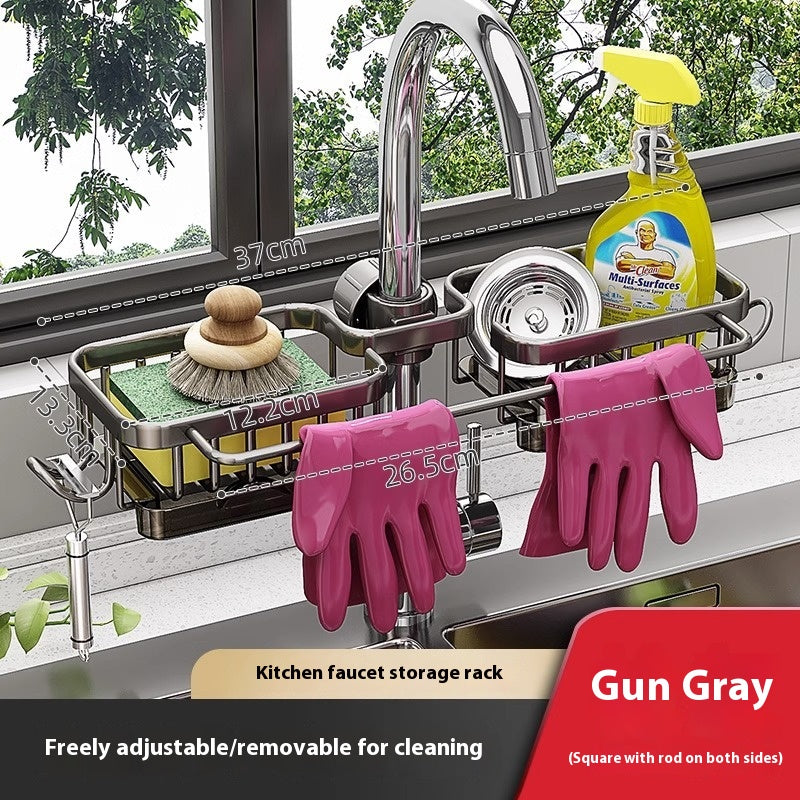 Faucet-Mounted Storage Rack & Drain Basket