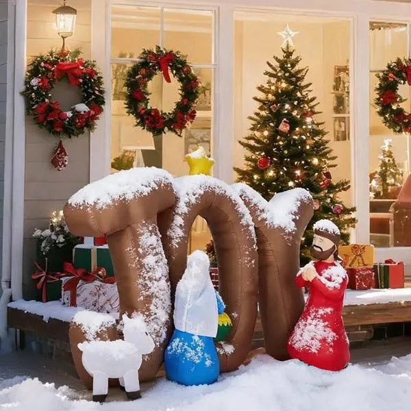7.5FT Lighted Christmas Inflatable Decoration, Inflatable Nativity Scene With JOY Sign, Funny Blow Up Yard Decorations With Built-in LED Lights For Holiday Party Front Yard Lawn Garden Decor CJ US