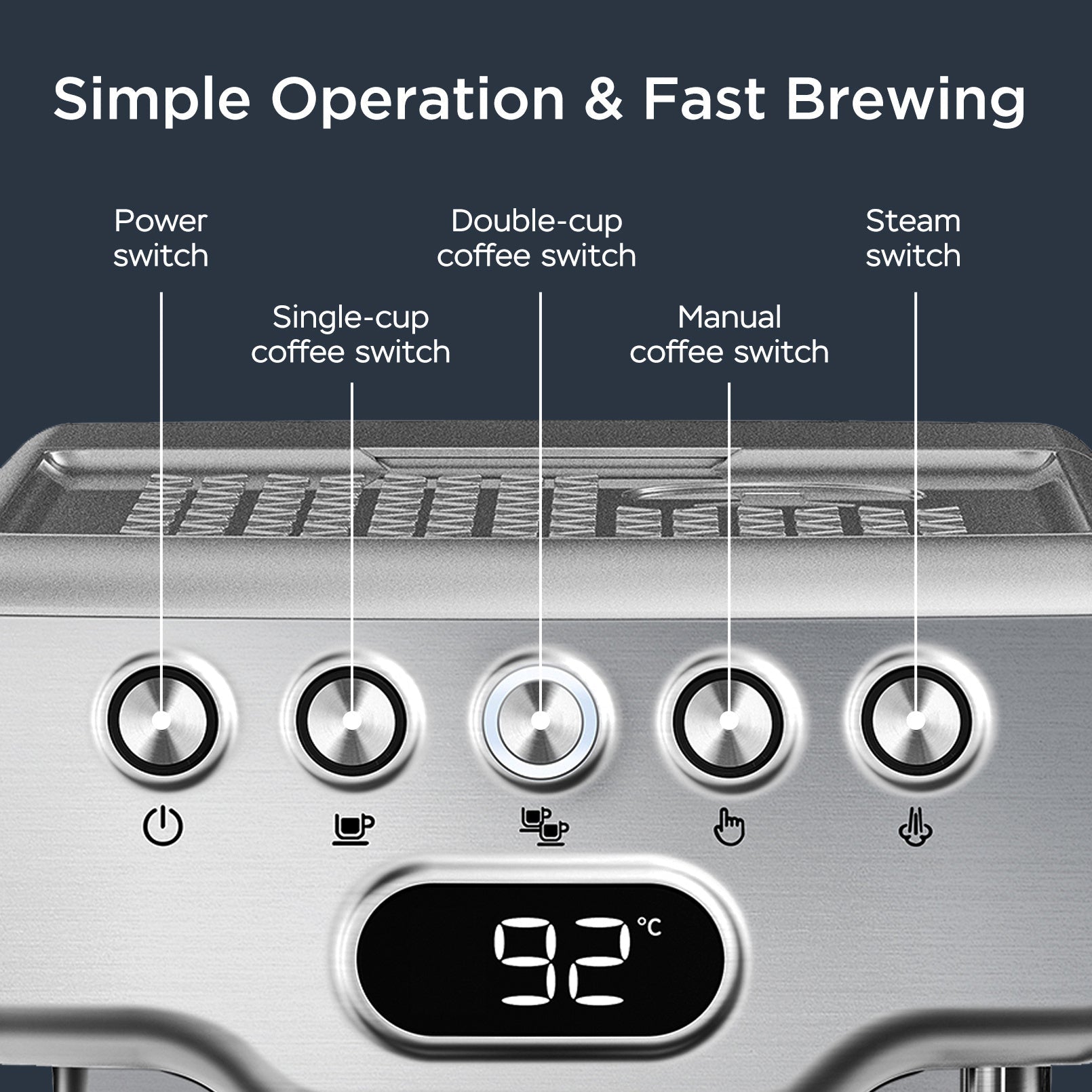 Geek Chef Espresso Machine, 20 Bar Espresso Machine With Milk Frother For Latte, Cappuccino, Macchiato, For Home Espresso Maker, 1.8L Water Tank, Stainless Steel, Ban On Amazon Smart Kitchen & Home