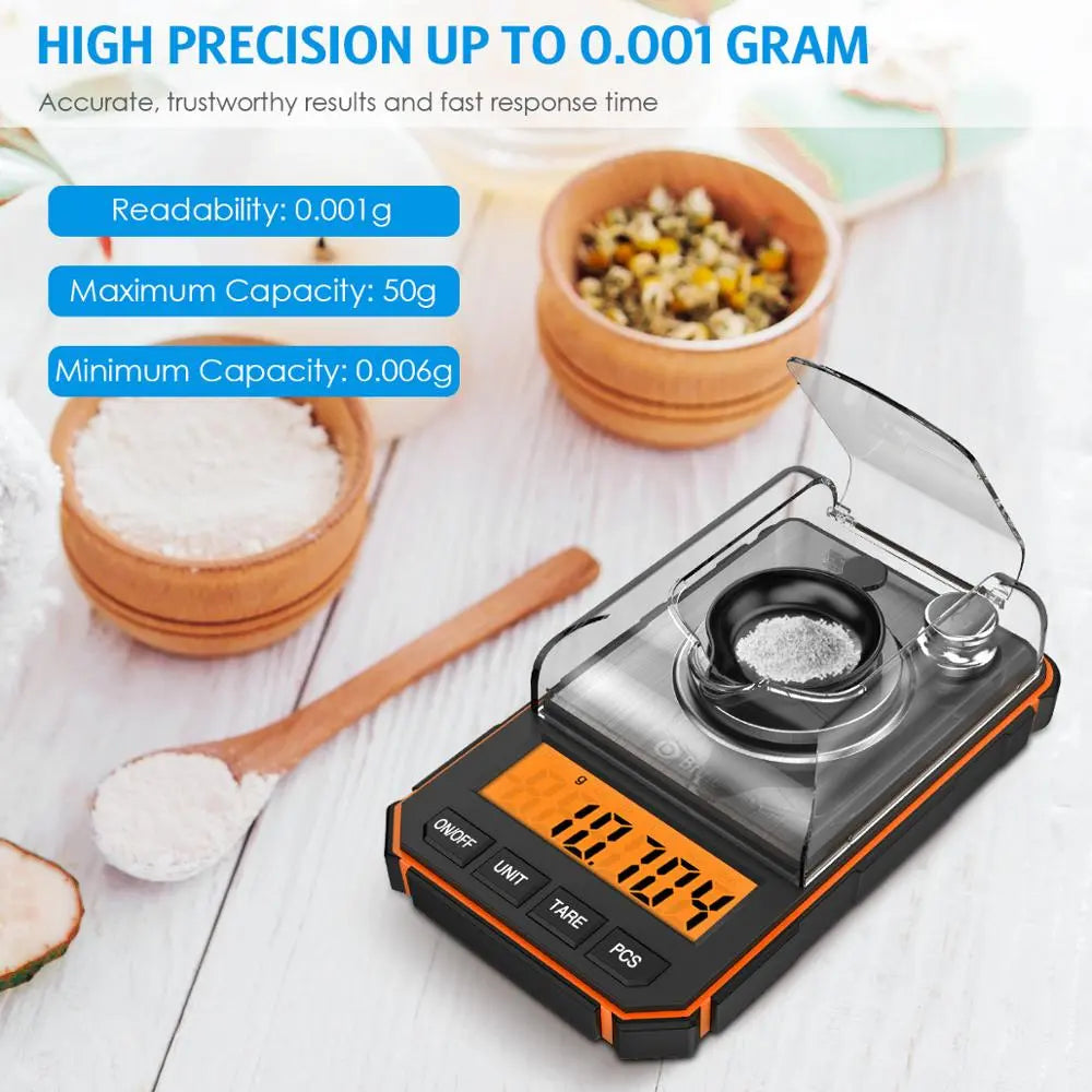 Digital Pocket Scale with Precision 0.001g - 50g Capacity with Calibration Weights