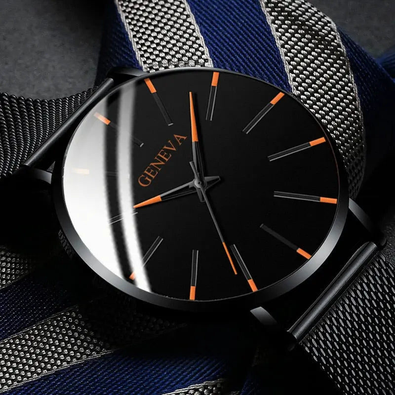 2023 Minimalist Men's Fashion Ultra Thin Watch - Stainless Steel Mesh Belt Quartz Watch for Men