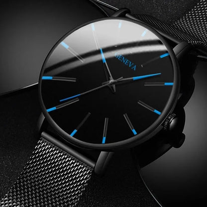 2023 Minimalist Men's Fashion Ultra Thin Watch - Stainless Steel Mesh Belt Quartz Watch for Men