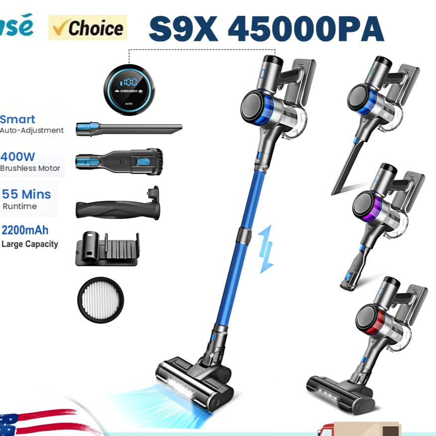 🧹 Powerful 45 kPa Cordless Stick Vacuum – Smart Cleaning for Every Surface - SmartPursue™