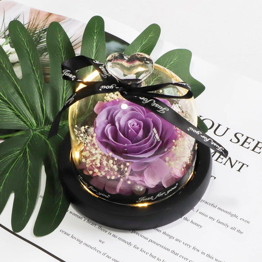 Purple Soap Rose in Glass Dome with LED Light - Diversi Fusion™