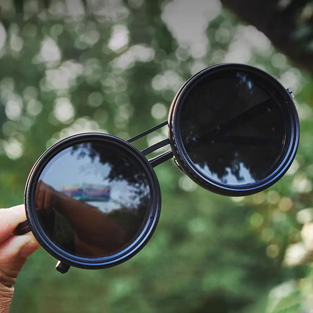 🕶️ Adjustable Dimming Polarized Sunglasses – Retro Punk Round Style - SmartPursue™