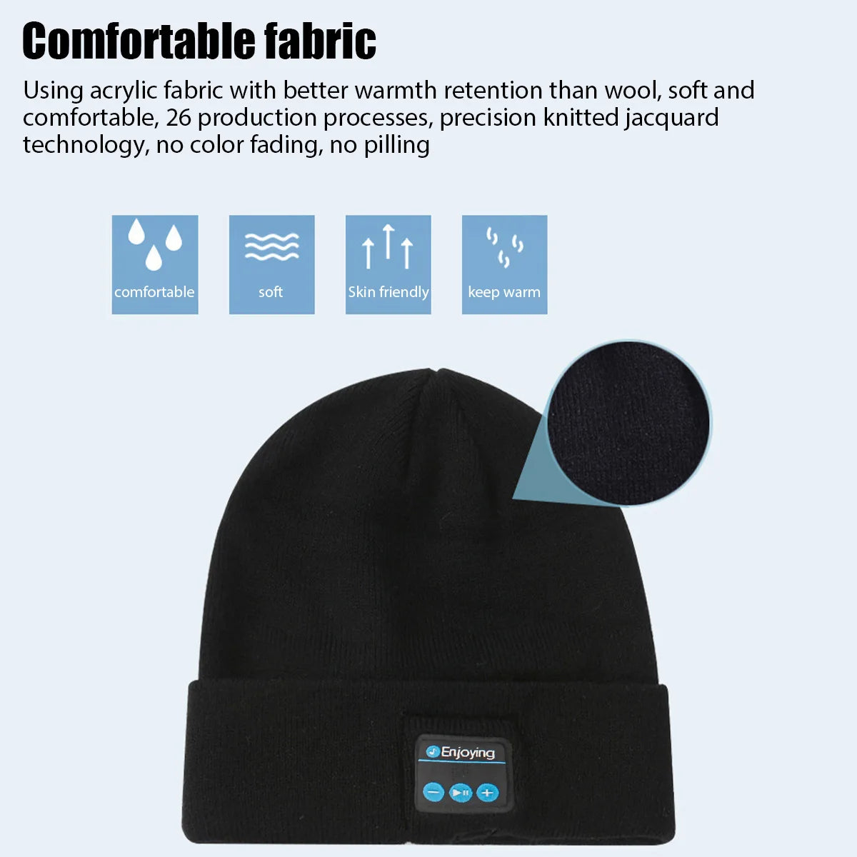 Wireless Bluetooth Music Hat Outdoor Knitted hat Headphone Winter Warm Beanie Speaker Removable Cap For Cycling Running Yoga SmartPursue™