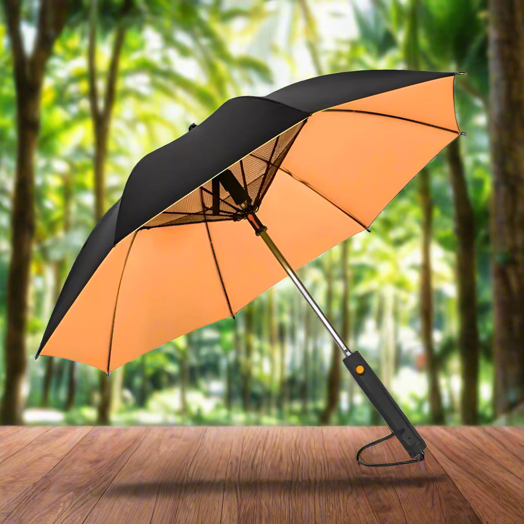 🌞 3-in-1 Cooling Sun Umbrella – Built-in Fan, Water Mister & UV Block - SmartPursue™