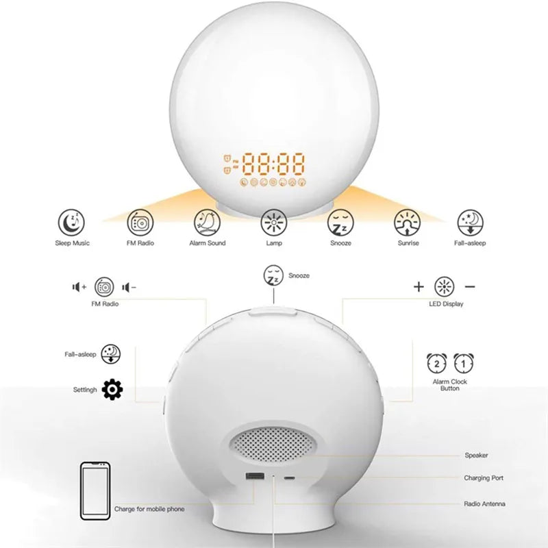 Wake Up Light Alarm Clock with Sunrise - Sunset Simulation Diversi Shop™