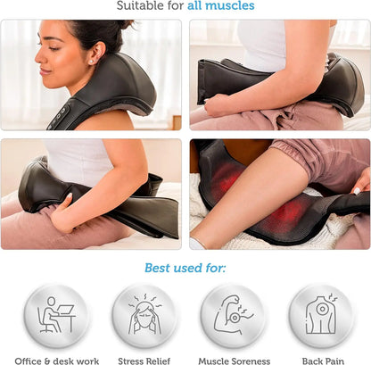 Heated Shiatsu Back and Neck Massager - Portable Deep Kneading Full Body Massage Shawl Diversi Fusion™