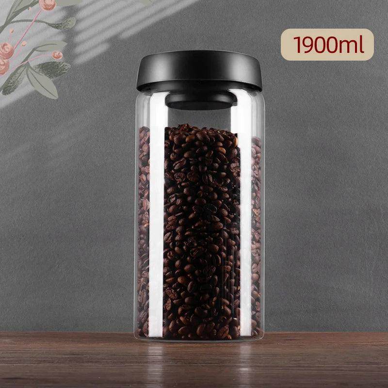 Vacuum Sealed Jug Coffee Beans Glass Airtight Canister - SmartPursue™