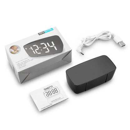 Digital LED Clock Alarm Clock Voice Control Snooze Time Temperature Display Night Mode Desktop Clocks Diversi Shop