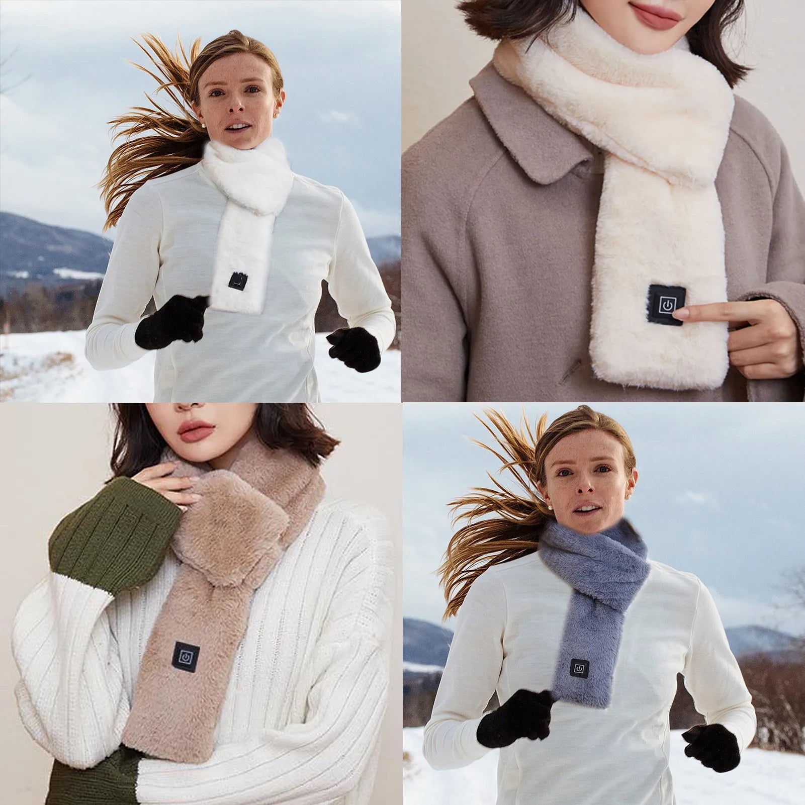 Rechargeable Heated Scarf USB Heating Scarf Winter Scarf Neckerchief Plush Collar Scarves Shawl Neck