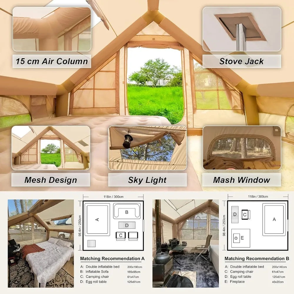 🏕️ 4–6 Person Inflatable Tent – Fast Setup, Waterproof & Stove-Ready Shelter - SmartPursue™