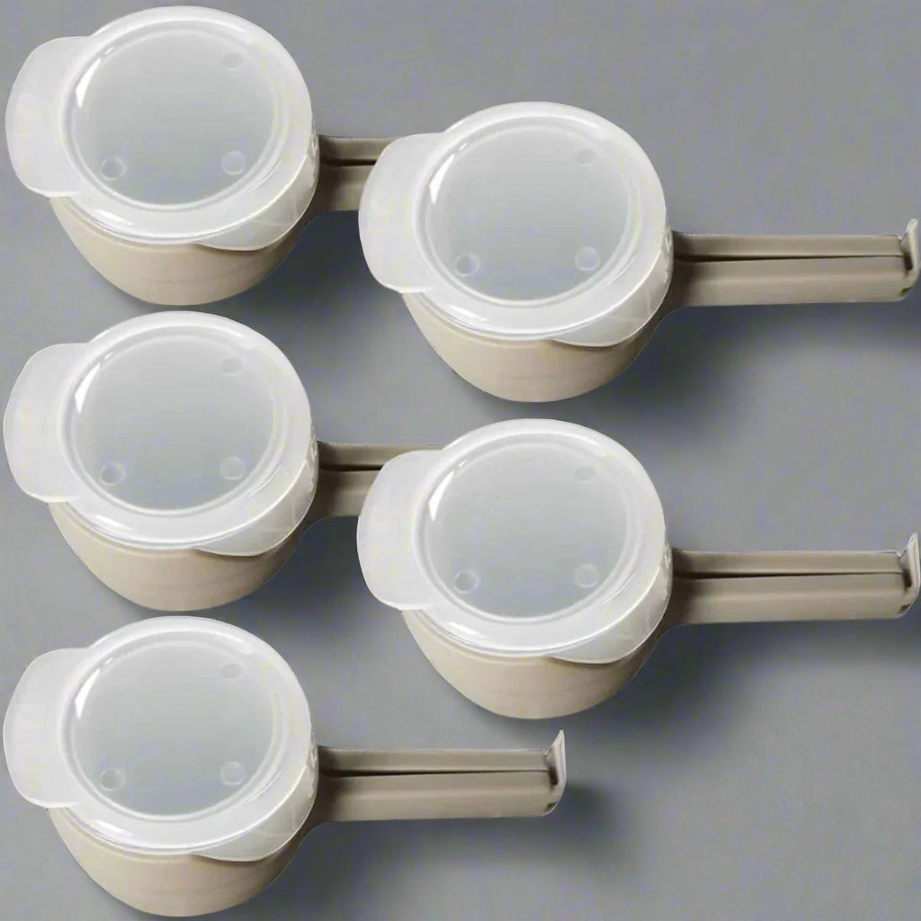 5PCS Food Storage Bag Sealing Clips Sealer Clip With Pour Spouts Plastic Cap Snack Candy Storage Fresh Clamp Kitchen Organizer SmartPursue™