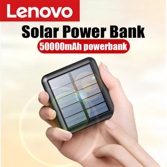 Lenovo 50000mAh Solar Power Bank Dual USB Portable Charger for iPhone Samsung  Huawei Powerbank with Flashlight Spare Battery Diversi Fusion™