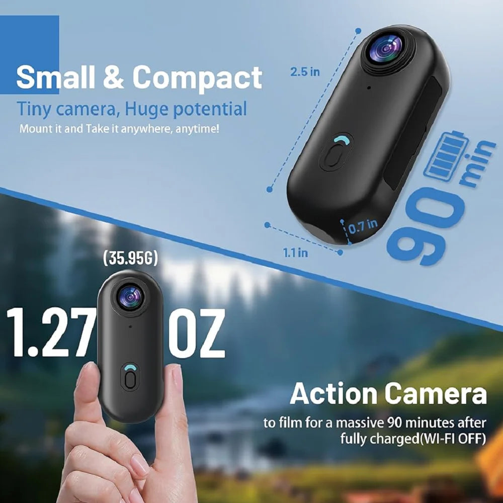 4K HD Mini Pet Collar Camera Wide Angle Lens 1080P FHD Portable Dog Cat Neck Camera Vlog Sport Action Body  WiFi Video Recording SmartPursue™