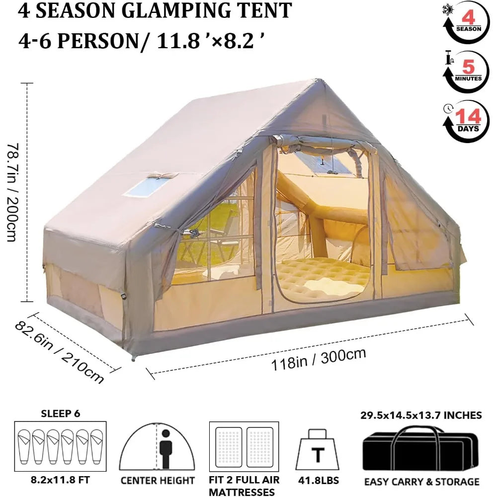 🏕️ 4–6 Person Inflatable Tent – Fast Setup, Waterproof & Stove-Ready Shelter - SmartPursue™