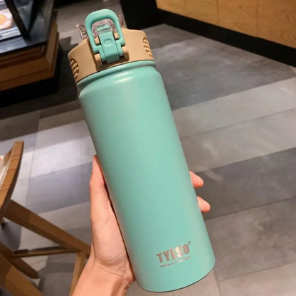 Thermos Bottle with Straw 530ml 750ml Stainless Steel Thermal Cup Car Insulated Flask Water Tumbler